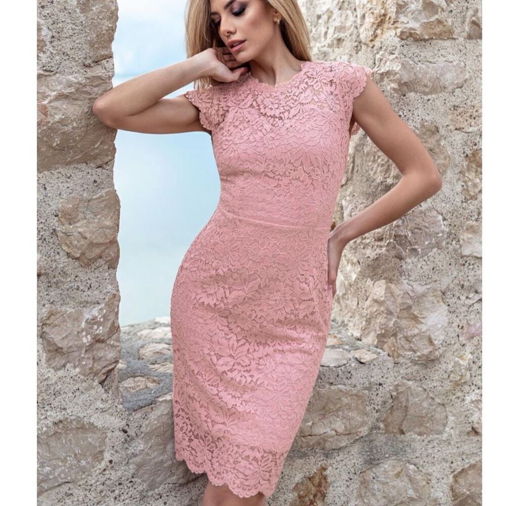 NWT Miusol Women's Retro Floral Lace Evening Cocktail Mini Dress Size XL Pink